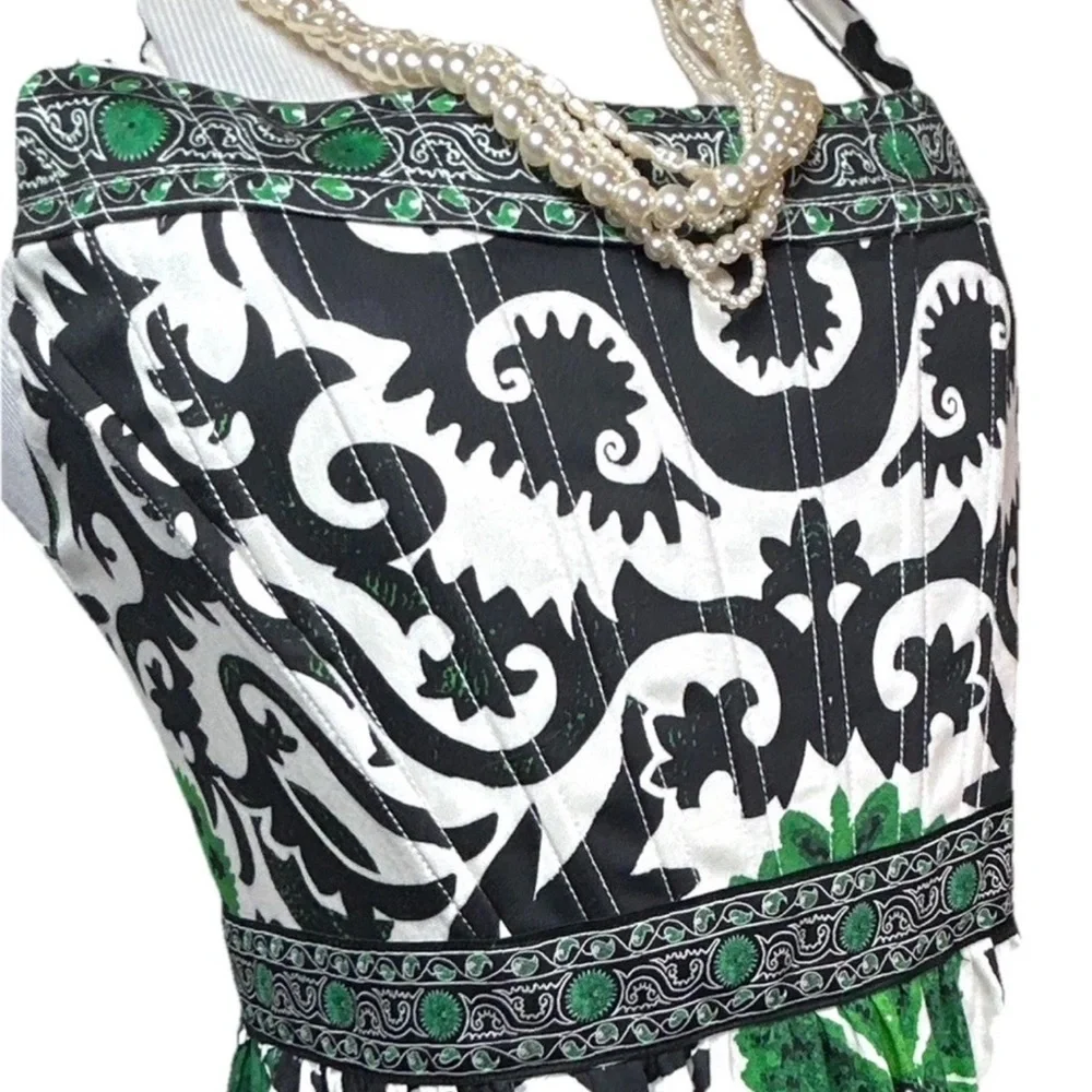 Alice & Olivia Bustier Boned Corset Maxi Dress “Guinevere” green & black size 14 - Picture 14 of 16